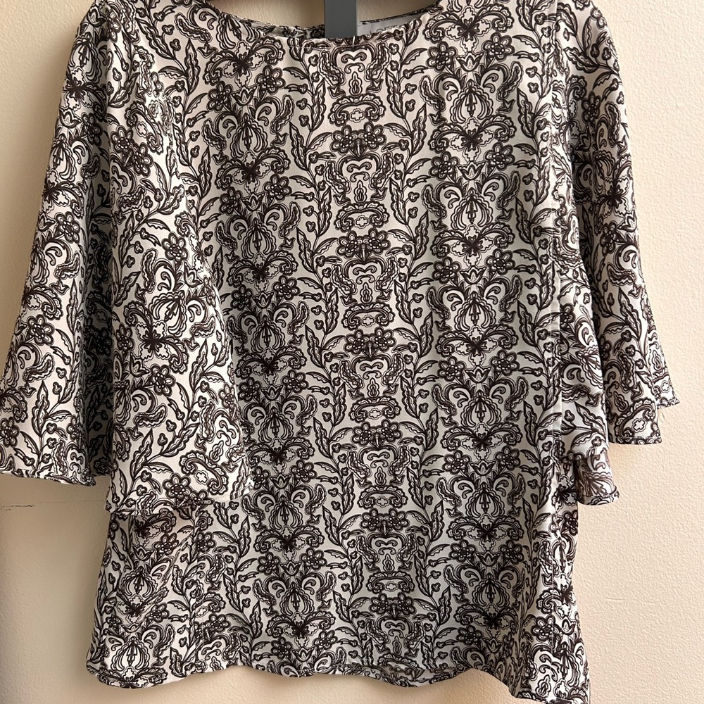 LOFT Elegant Black and Cream Blouse